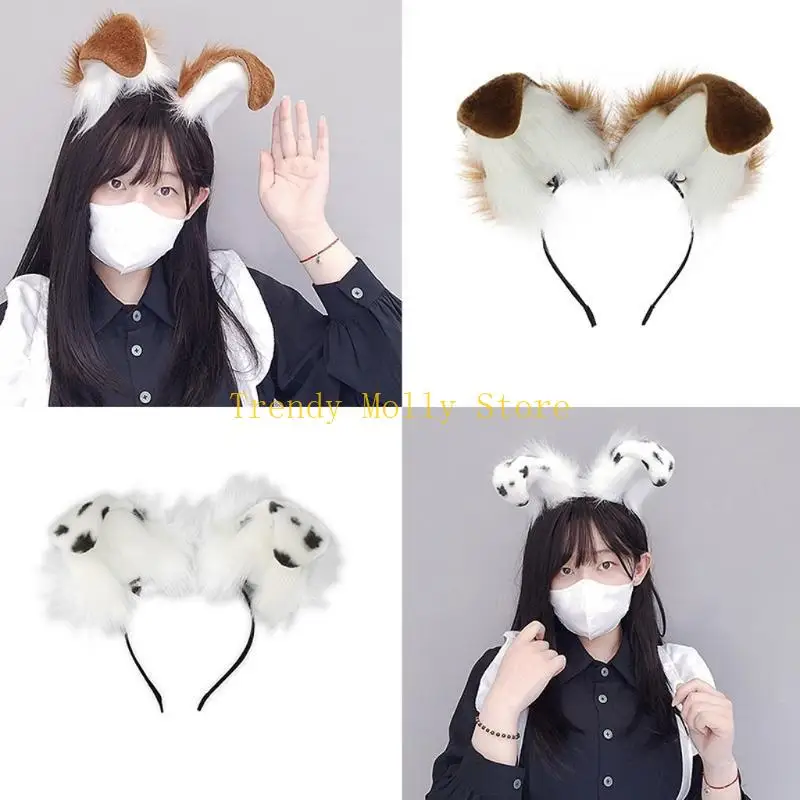 

N5KB Comic Show Hairhoop Cosplay Hairband Moveable Plush Ear Headband Lolita-Style Costume Props Headdress Girl Lady Headwear
