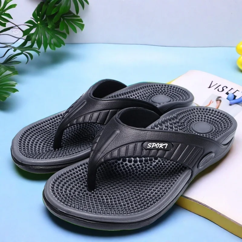 Men‘s Flip Flops Summer Non-Slip Thong Sandals Lightweight Comfortable EVA Foam Arch Support Indoor Outdoor Home Slippers Beach Pool Gym Travel Walking Durable Quick Dry Cushion Footbed Casual Minimalist view 4