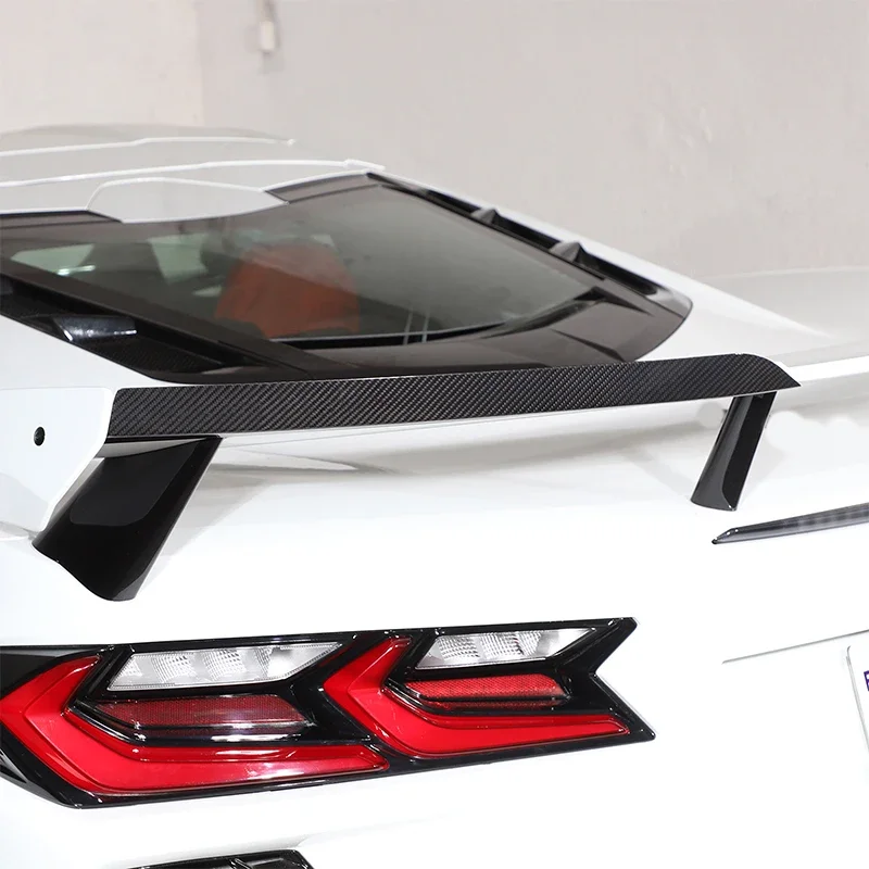 

For Chevrolet Corvette C8 Z51 Z06 2020-2024 Real Carbon Fiber Car Rear Trunk Spoiler Wing Cover Trim Sticker Car Accessories