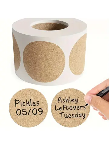 500 pcs 1 roll Kraft Dissolvable Mason Jar Labels Dissolvable Food Labels for Containers Jam Homemade Canning Jar Stickers