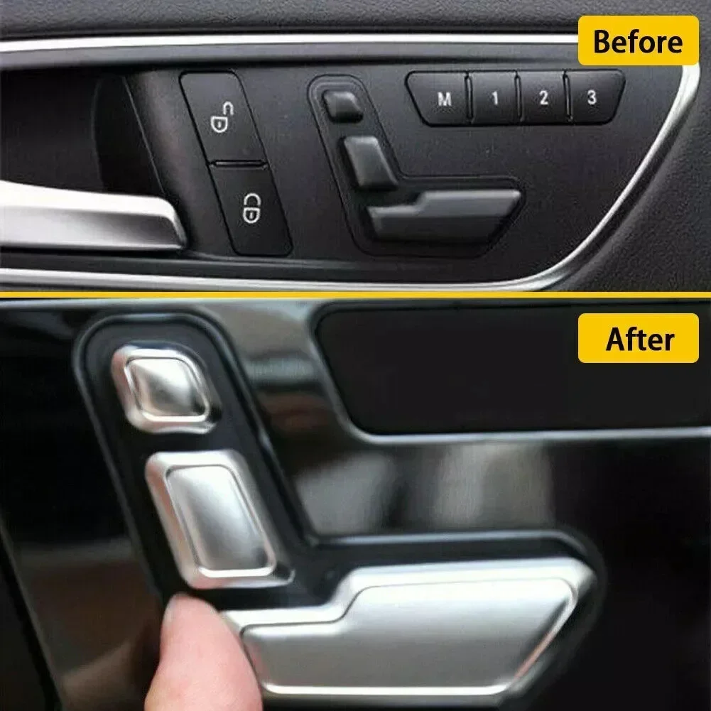 6X Car Front Seat Button Adjustment Switch Button Stickers For ML B C CLA CLS E GLK GL Class W166 W246 W204 W117 W218 W212