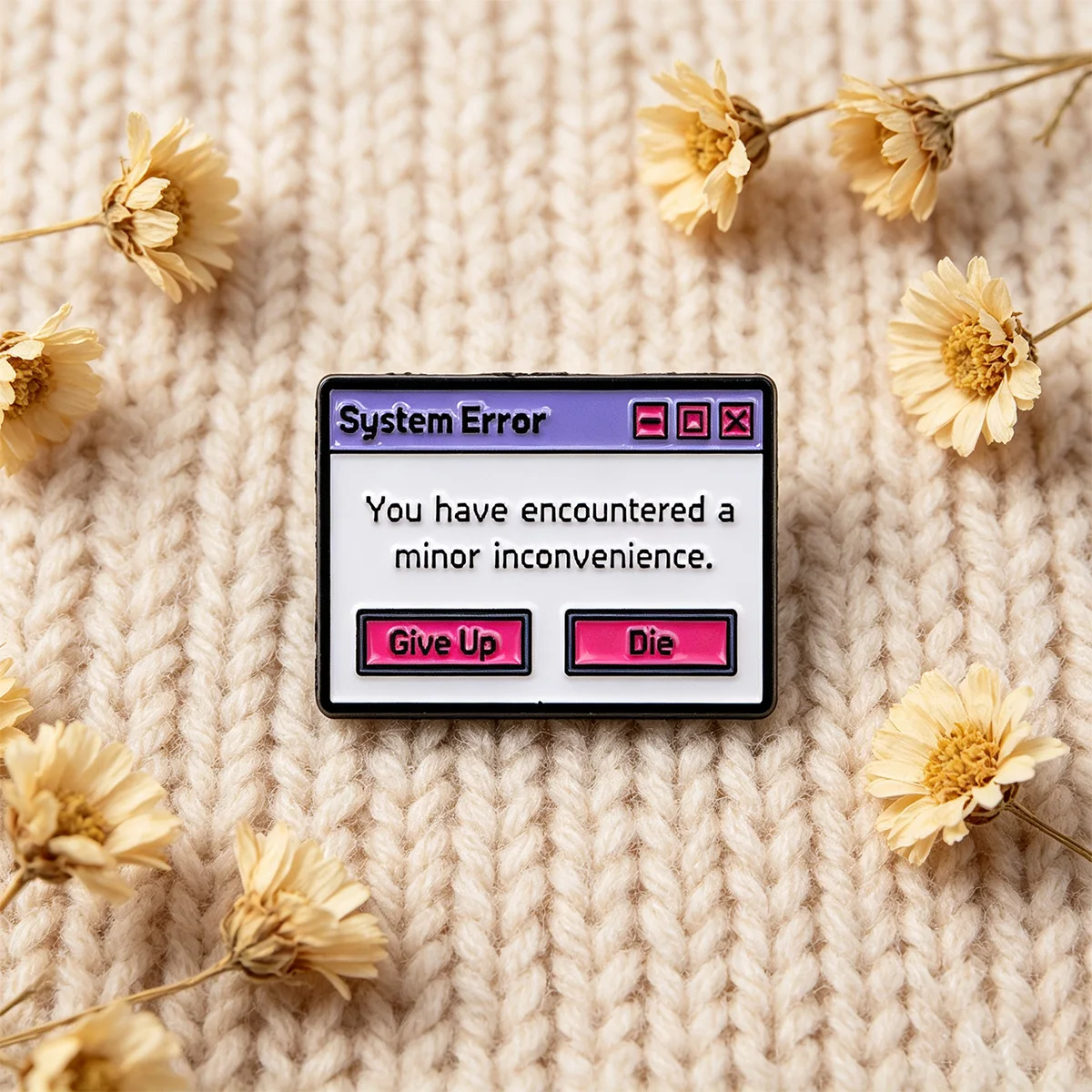 9-teiliges Emaille-Pin-Set mit der Aufschrift „System Error“. Sie haben ein kleines Problem erlitten. Brosche für Mantel, Reversnadeln, Abzeichen, Schmuck, Geschenk. – Detail 5