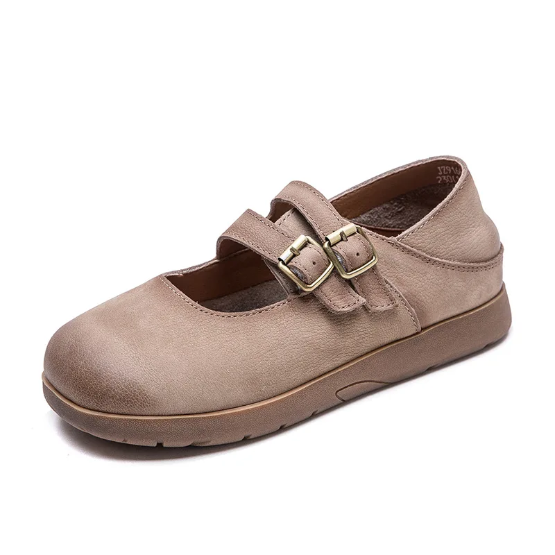 

Fashionable Korean Style round Toe Mom Shoes Versatile Commuter Flats Retro Solid Color Slip-On Women's Shoes for All Seasons