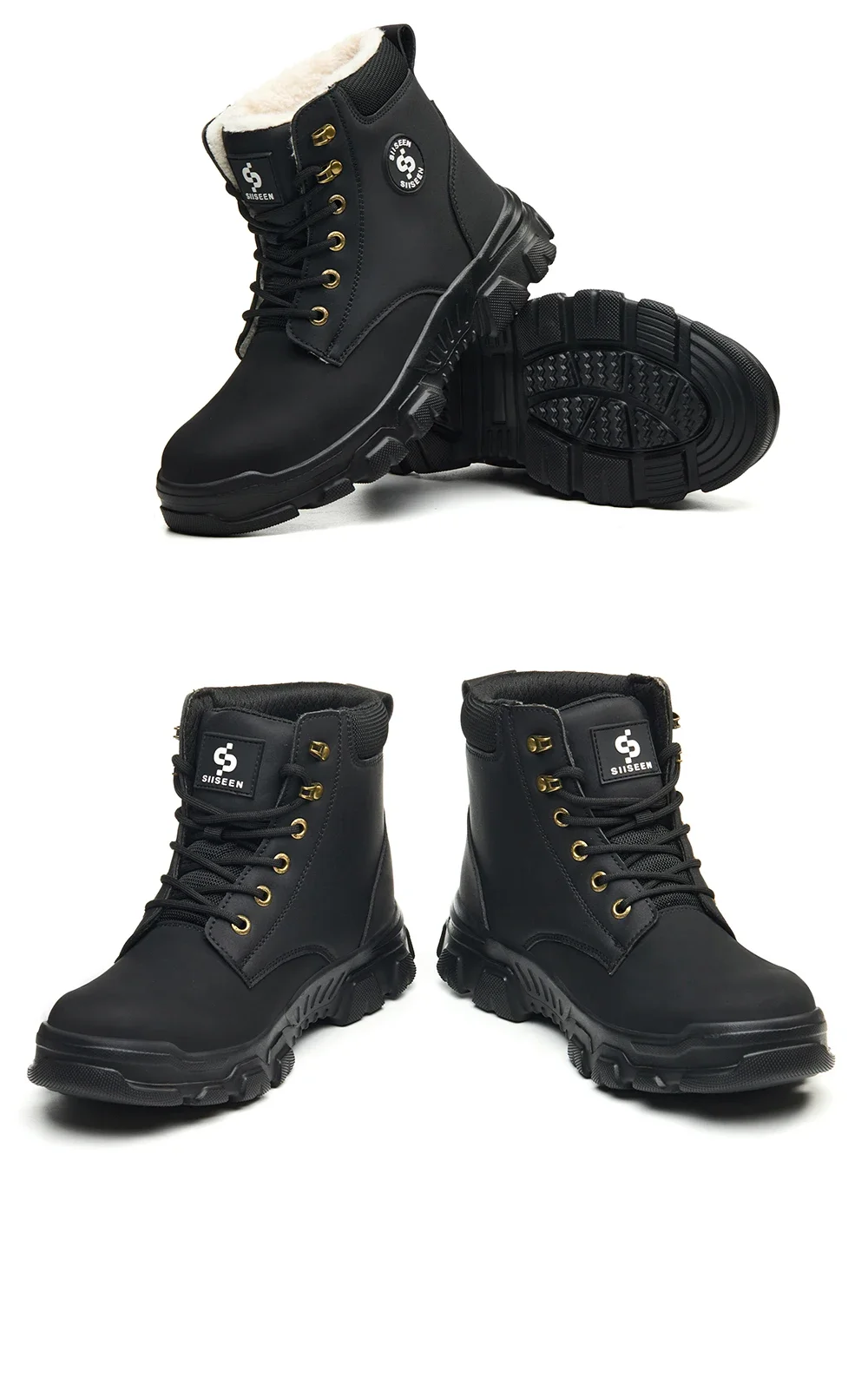 Men Winter Work Safety Boots Lightweight Steel Toe Work Shoes Men Waterproof Warm Security Protection Safety Shoes