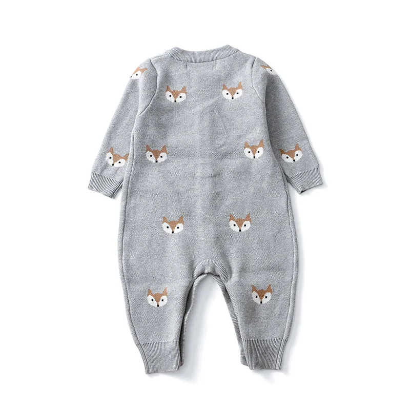 LILIGIRL 2025 Boys Knit Rompers Full Of Print Girls Jumpsuits Toddler Outfit Baby Clothes Single Breast  0-3 Y