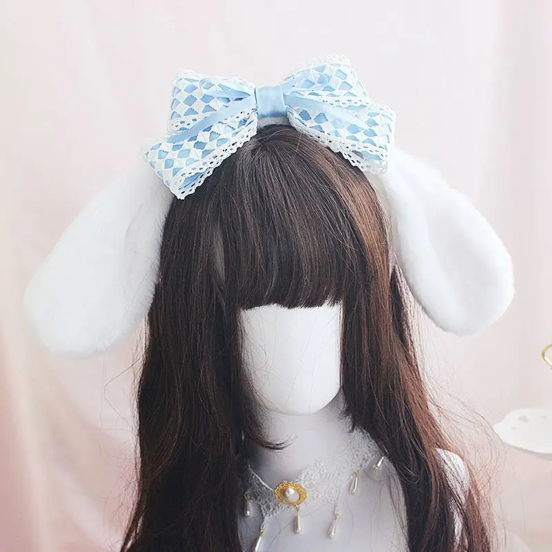 Giapponese Sanrio My Melody Ear fascia Cute Cinnamoroll Lace Pink Sweet Kc Bow copricapo Lolita Headband Girl Christmas Decor