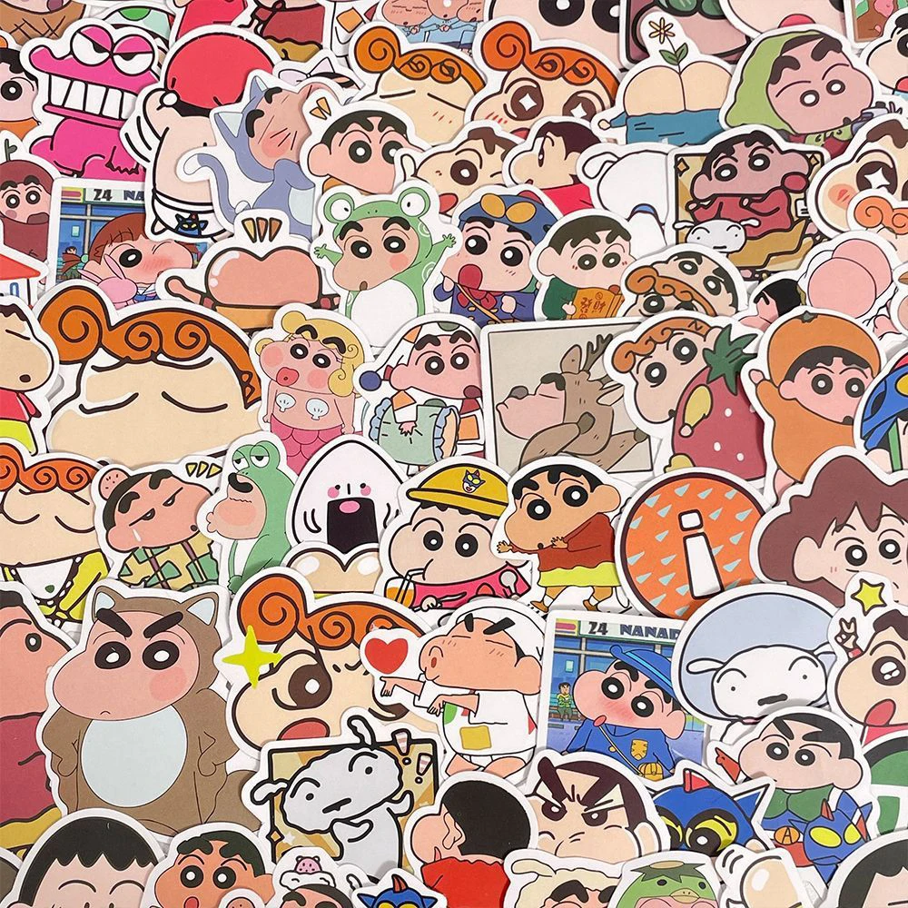 10/30/50/100pcs Funny Anime Crayon Shin-chan Stickers Cute Cartoon Kids Decals Toy DIY Laptop Skateboard Phone Graffiti Sticker