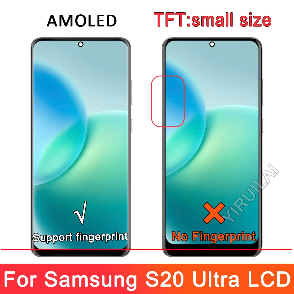 OLED Quality For Samsung S20 Ultra S20Ultra 5G G988B/DS G988U LCD Display Touch Screen Digitizers Assembly with Frame