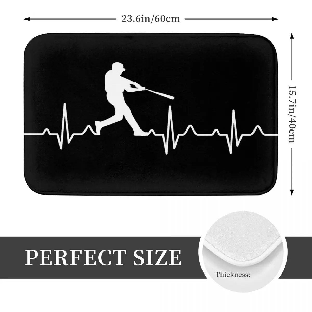 Baseball Player Heartbeat Anti-slip Doormat Floor Mat Sand Scraping Carpet Rug for Kitchen Entrance Home Balcony Footpad Mats