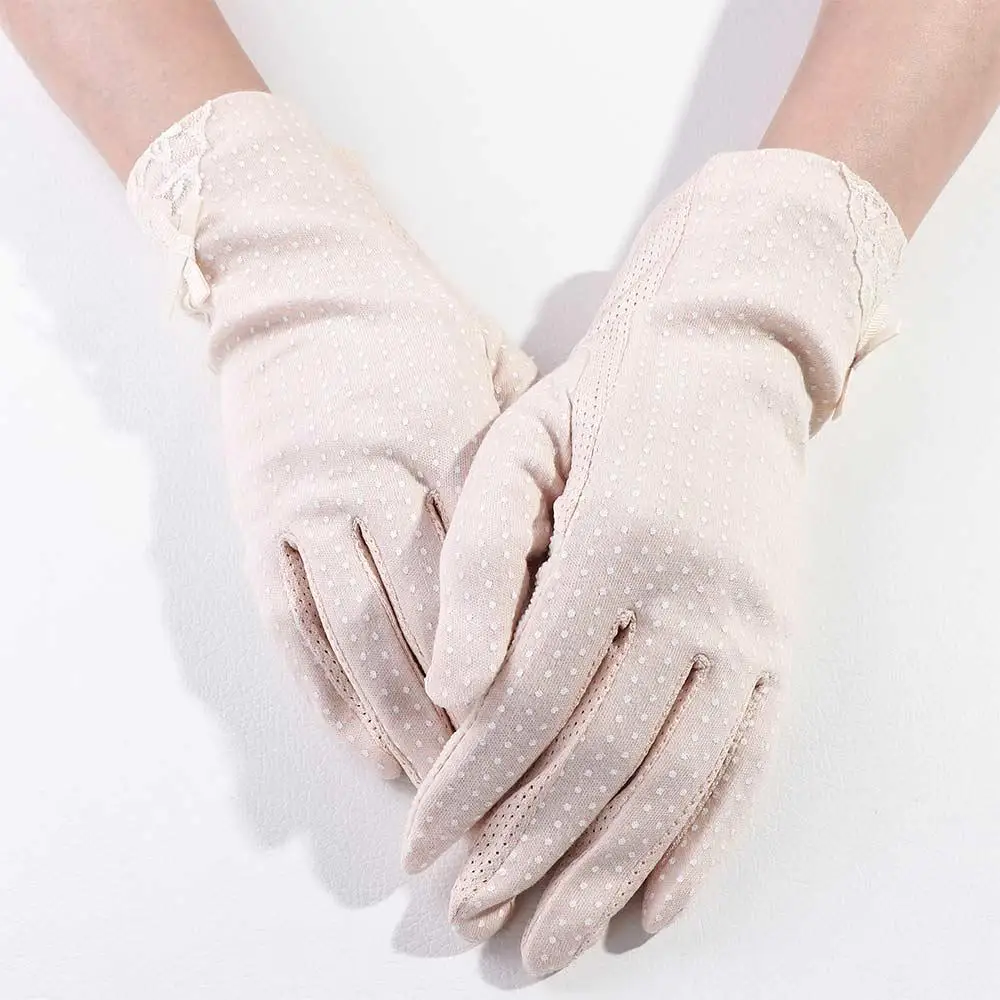 Spring Lady Breathable Stretch Anti Uv Sunscreen Gloves Touch Screen Driving Glove Lace Gloves