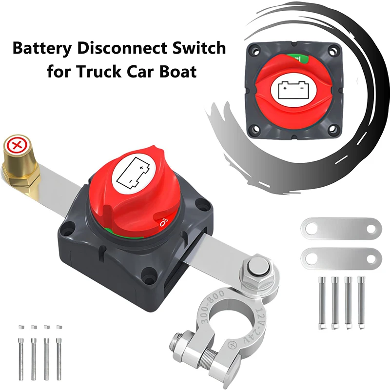 12V-48V Car Battery Disconnect Switch Car RV Boat Marine Power Cut Master Selector Lsolator Switch Cut On Off Circuit Cutter