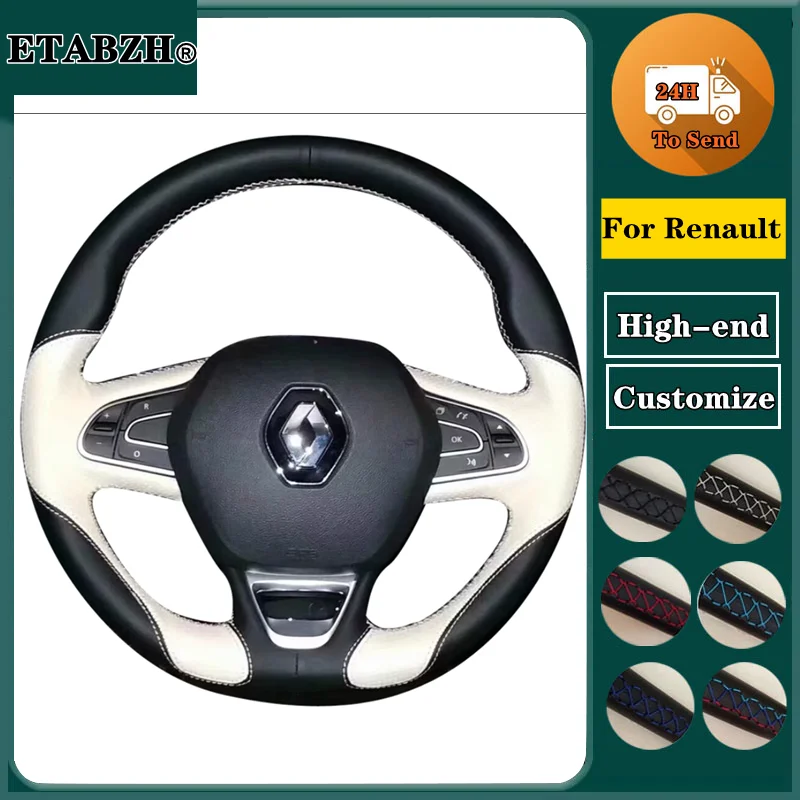 Braid Car Steering Wheel Cover For Renault Megane 4 MK IV Kadjar Koleos Talisman Scenic 2016-2017 Customize  Car Accessories