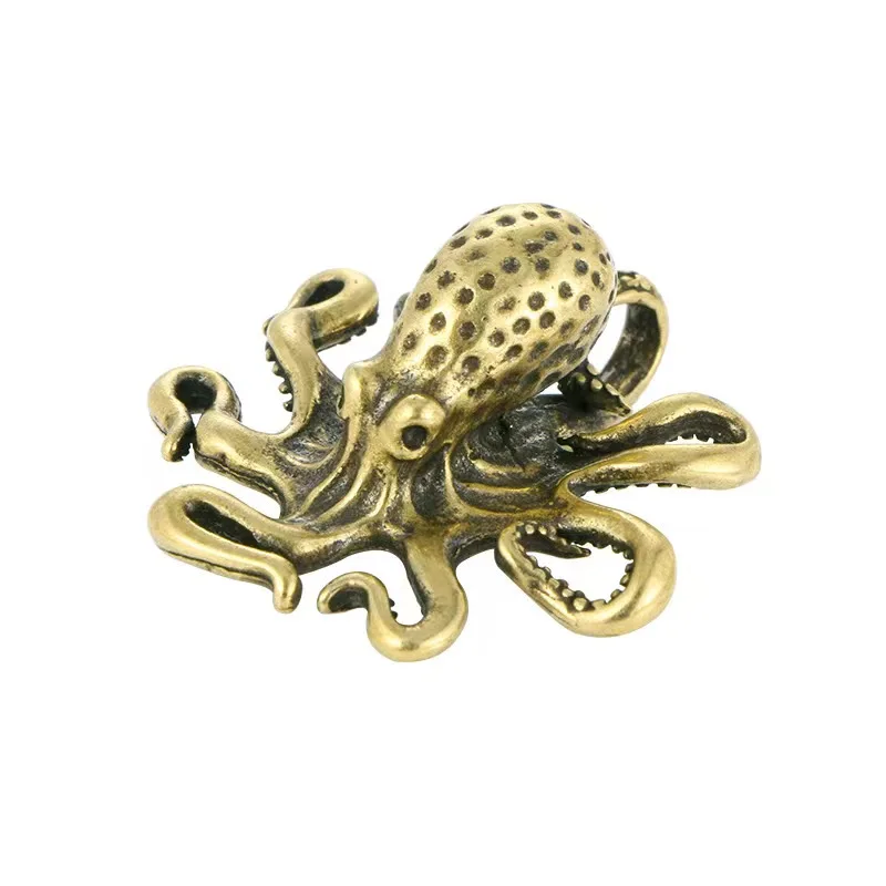 Messing Octopus Home Statue Antikes Kupfer Marine Organismus Figuren Schreibtisch Ornament Zubehör Kreativer Tisch Tee Haustiere Handwerk – Detail 3