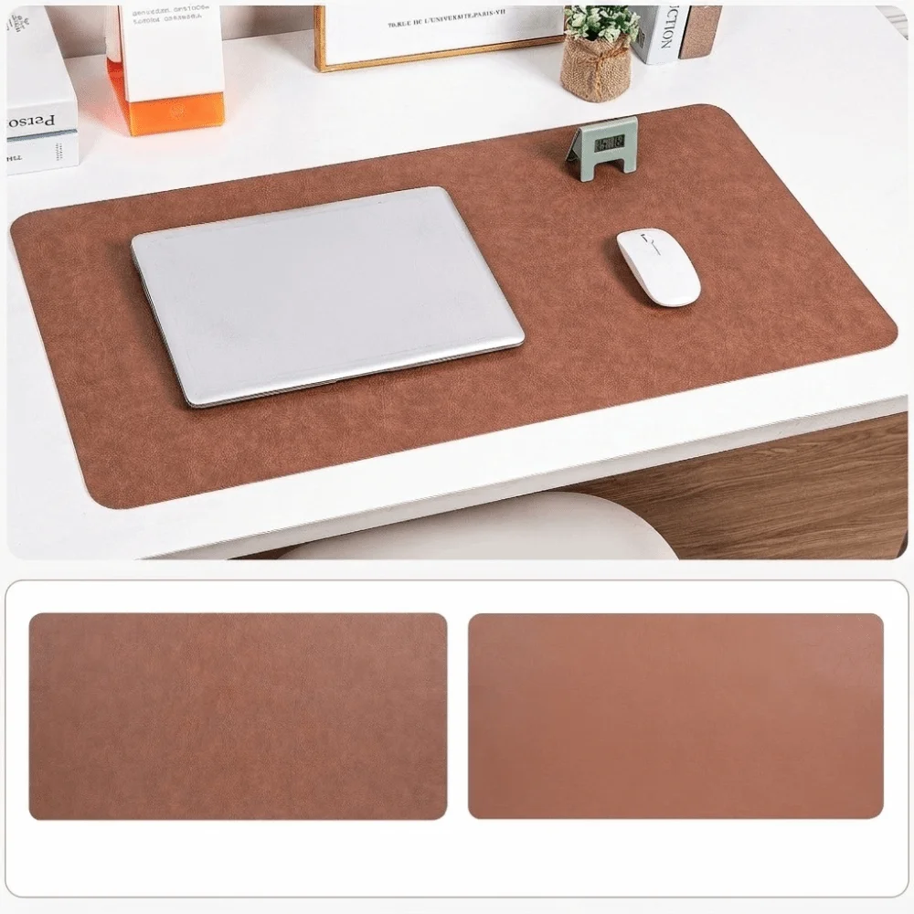 Alfombrilla de Escritorio Multifuncional de Cuero Sintético con Textura de Piel de Vaca, Doble Cara, Impermeable, Resistente, para Computadora, Escritura y Juegos