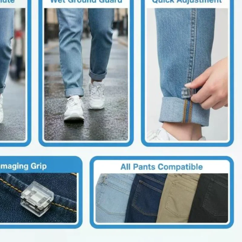 Invisible Hem Shortening Clips Anti-Slip Pants Leg Fixing Grips Seamless Hems Buttons Non Slide Shoe Buttons