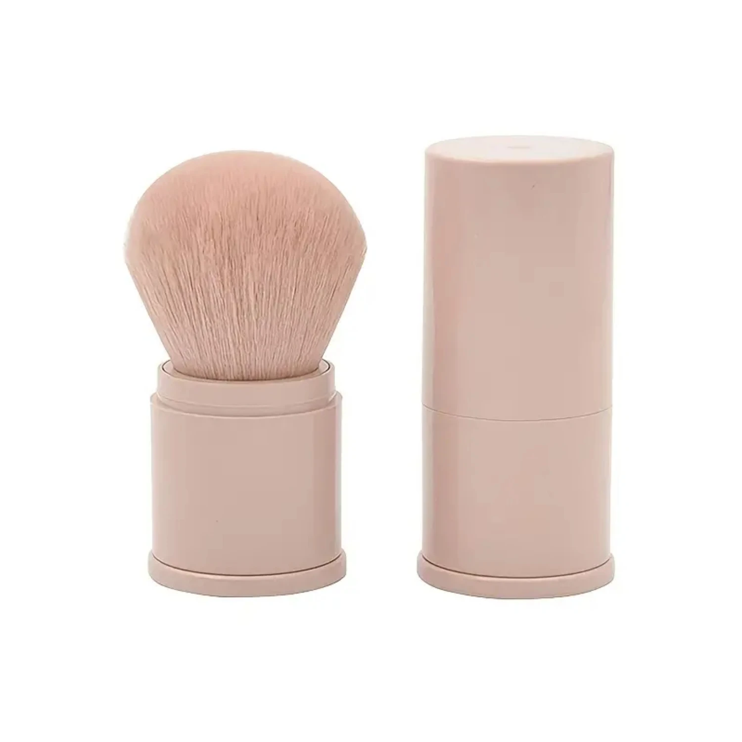 Pincéis de maquiagem kabuki retráteis, pincel de viagem para blush, pó portátil, capa, blush, bronzer, polimento, iluminador impecável