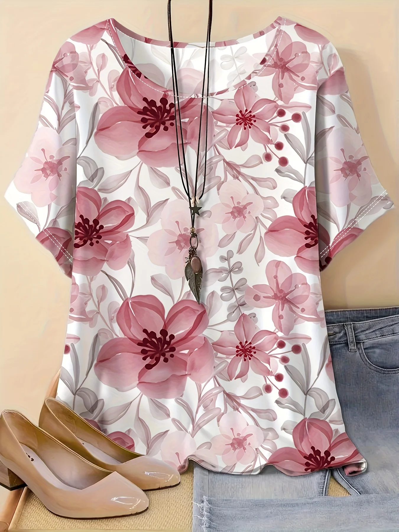 Flower Plants Pattern T-Shirt For Women Colorful Floral 3D Printed Tees Summer Harajuku Street O-Neck Tops Short Sleeve T Shirts