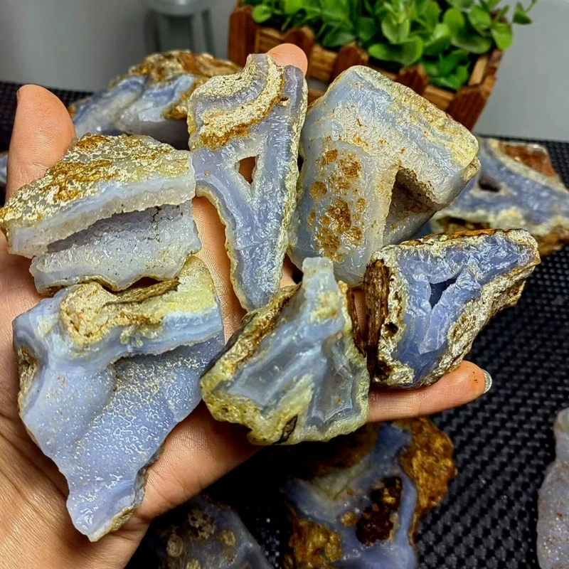 Agate en dentelle bleue, pierre brute brute brute, cristal naturel, décoration de jardin de maison, décor de salle, Quartz porte-bonheur, énergie de guérison