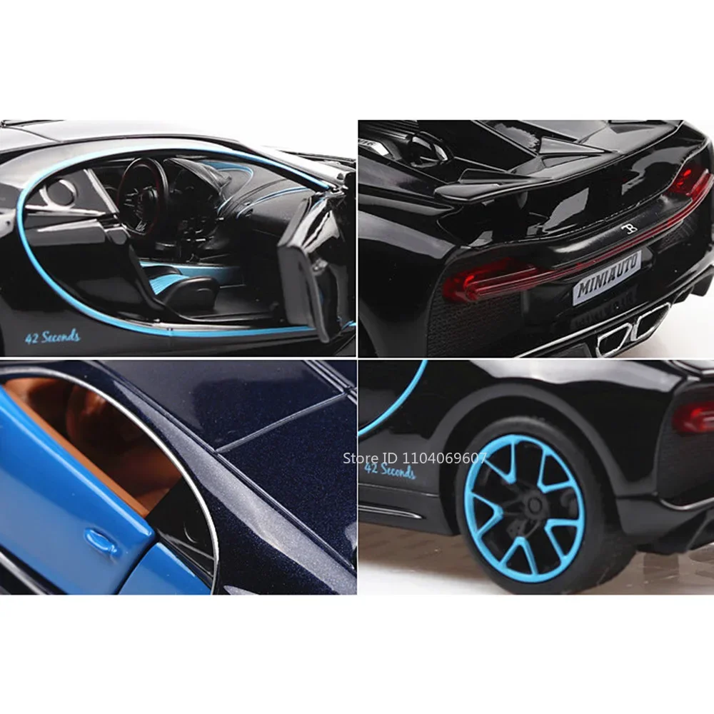 1:32 Chiron Sportwagen Modell Spielzeug Legierung Diecast Supercar Zurückziehen Türen Geöffnet Sound Licht Rennfahrzeug Modelle für Kinder Geschenke