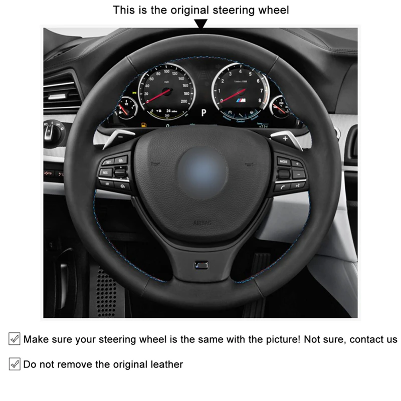 Black Suede Leather Car Steering Wheel Cover For BMW M Sport F10 F11 (Touring) F07 F12 F13 F06 F01 F02 M5 F10