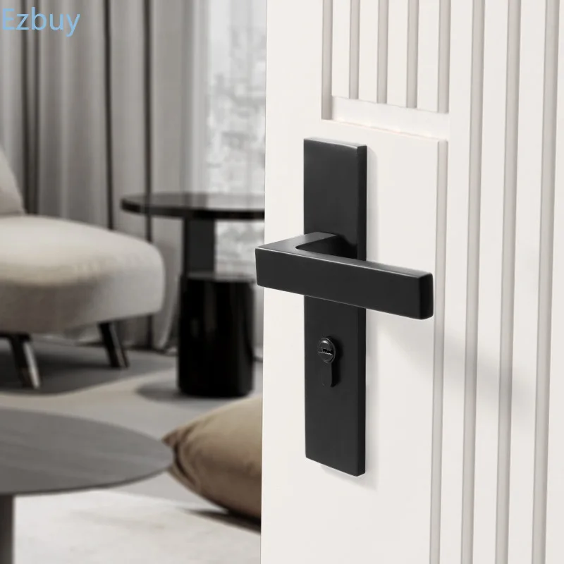1 Set Bedroom Door Lock Magnetic Suction Silent Wooden Door Handle Household Universal Indoor Integrated Lock Hardware