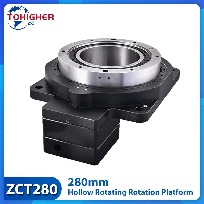 280mm Hollow Rotating Platform Index Plate Electric Table Turntable Reducer Gearbox for 130mm Servo Motor Replace Cam Divider