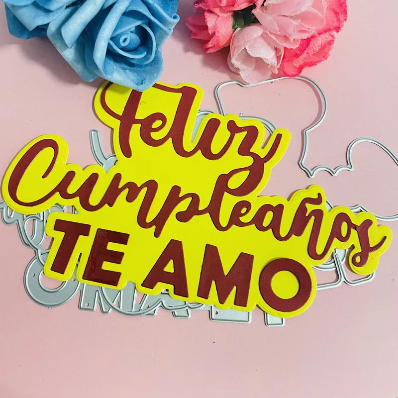 spanish word feliz cumpleanos decoration die Metal Cutting Dies DIY Scrapbook Paper Cards Embossing Craft Die Cut handmade craft