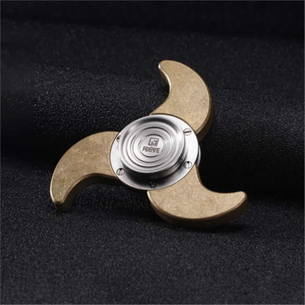 Fegve edc latão aço inoxidável fidget spinner três lâminas fidget spinner novidade brinquedo ansiedade alívio gadgets