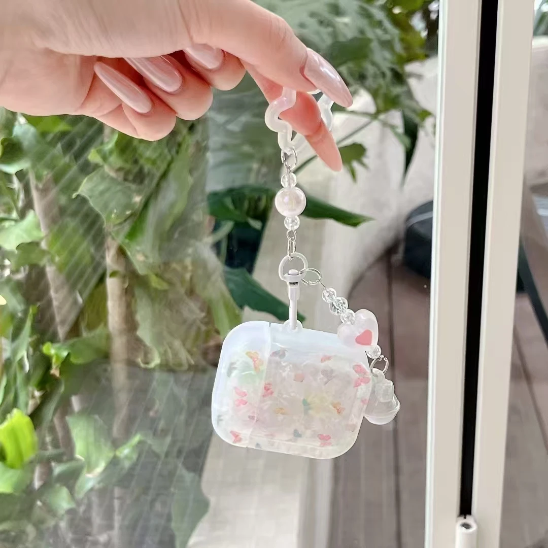 Чехол с текстурой ракушки и бабочки в виде свежего цветочного сада для AirPods 1, 2, 3, 4 Pro 3, чехол для наушников с цветочным браслетом для AirPod Pro3