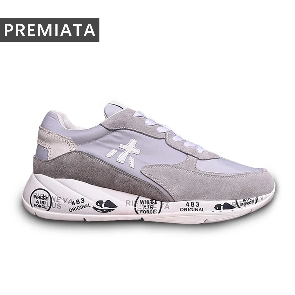 

PREMIATA Men's Comfort Simple Retro Niche Trendy All-match Casual Shoes Light Luxury Suede Round Toe Lace-up Low-top Sneakers