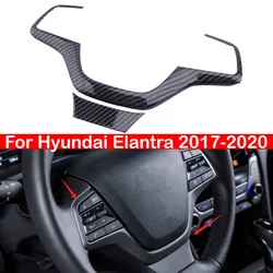 For Hyundai Elantra 2017-2020 Carbon Fiber Look Car Interior Steering Wheel Trim Cover Sticker Button Frame Molding Accessories