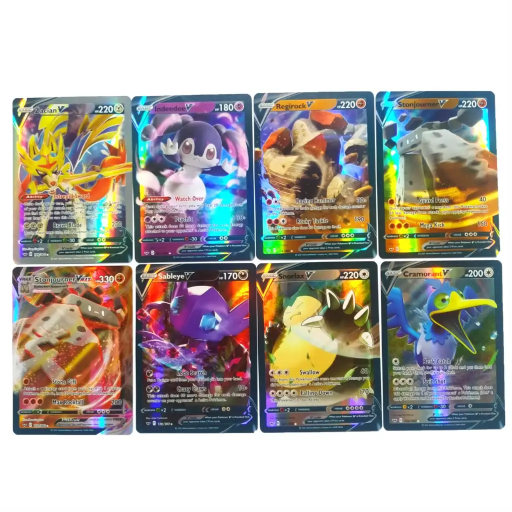 100PCS Pokemon v Cards original GX EX MEGA VMAX Card pokimon cards Games Booster Box English Trading Collection Battle Card Toys