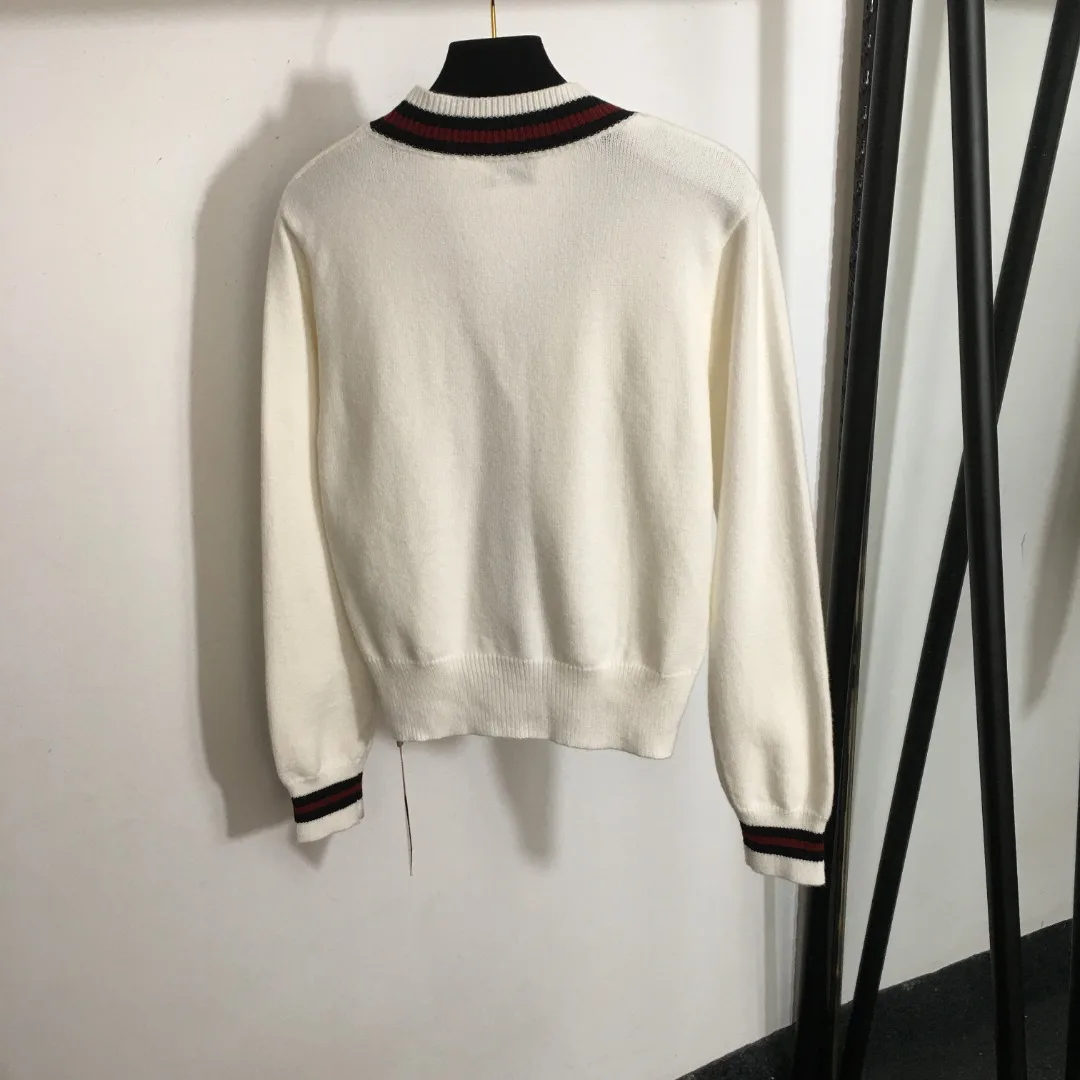 Preppy Vs V-neck knit sweater single breasted cardigan Fall/Winter Age reduction ins coat temperament with chest pocket