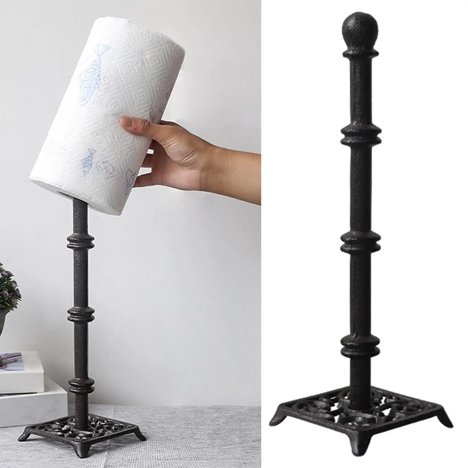 

Paper Towel Holder Cast Iron Tissue Storage Rack with Stable Base for Organization and Storage Kitchen Tabletop Pantry Bathroom