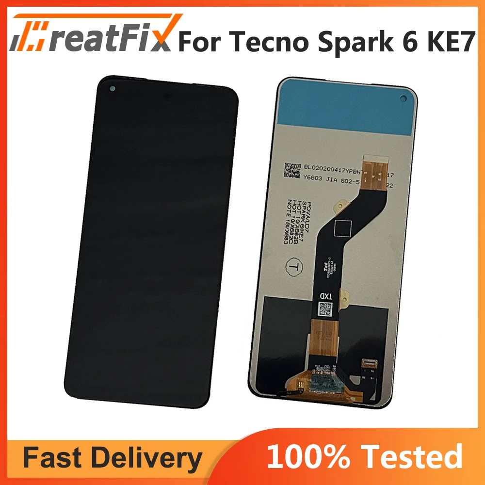 

6,8 "проверено на Tecno Spark 6 LCD дисплей кодирующий преобразователь сенсорного экрана в сборе Ремонт Запасные части для Tecno KE7 LCD Spark6 lcd