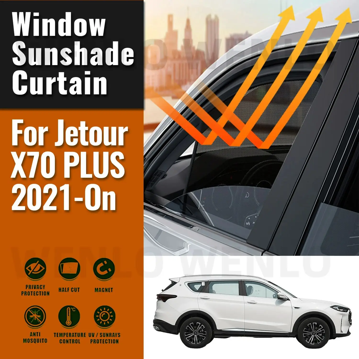 

For Jetour X70 PLUS 2024 2023 2022 2021 Car Sunshade Magnetic Front Windshield Frame Curtain Rear Side Window Sun Shades Visor