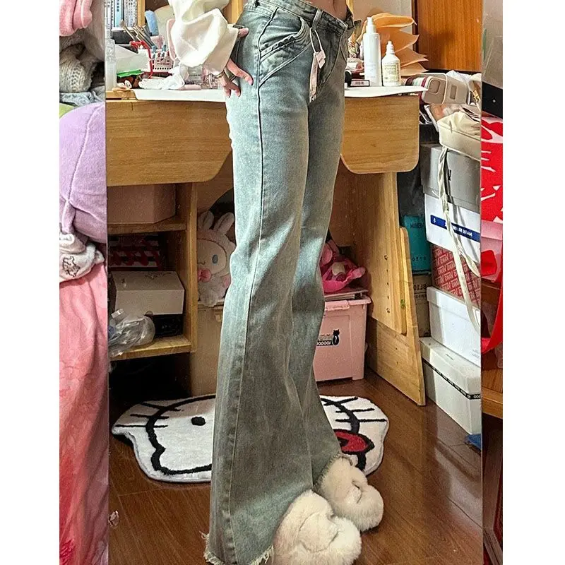 Jeans lunghi da donna dritti classici svasati con fondo a campana Bootcut tromba allungamento delle gambe sagoma a forma di pera abbigliamento femminile