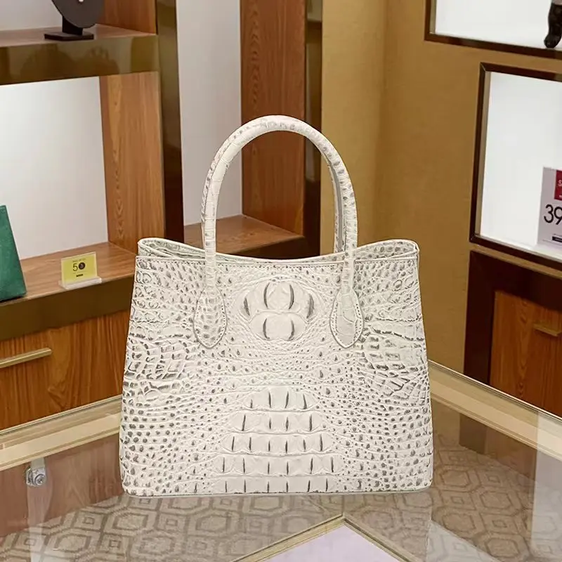 Luxury Fashion Genuine Leather Women Handbags 2023 Crocodile Pattern Portable Tote Bag Large Capacity Shoulder Messenger Bags