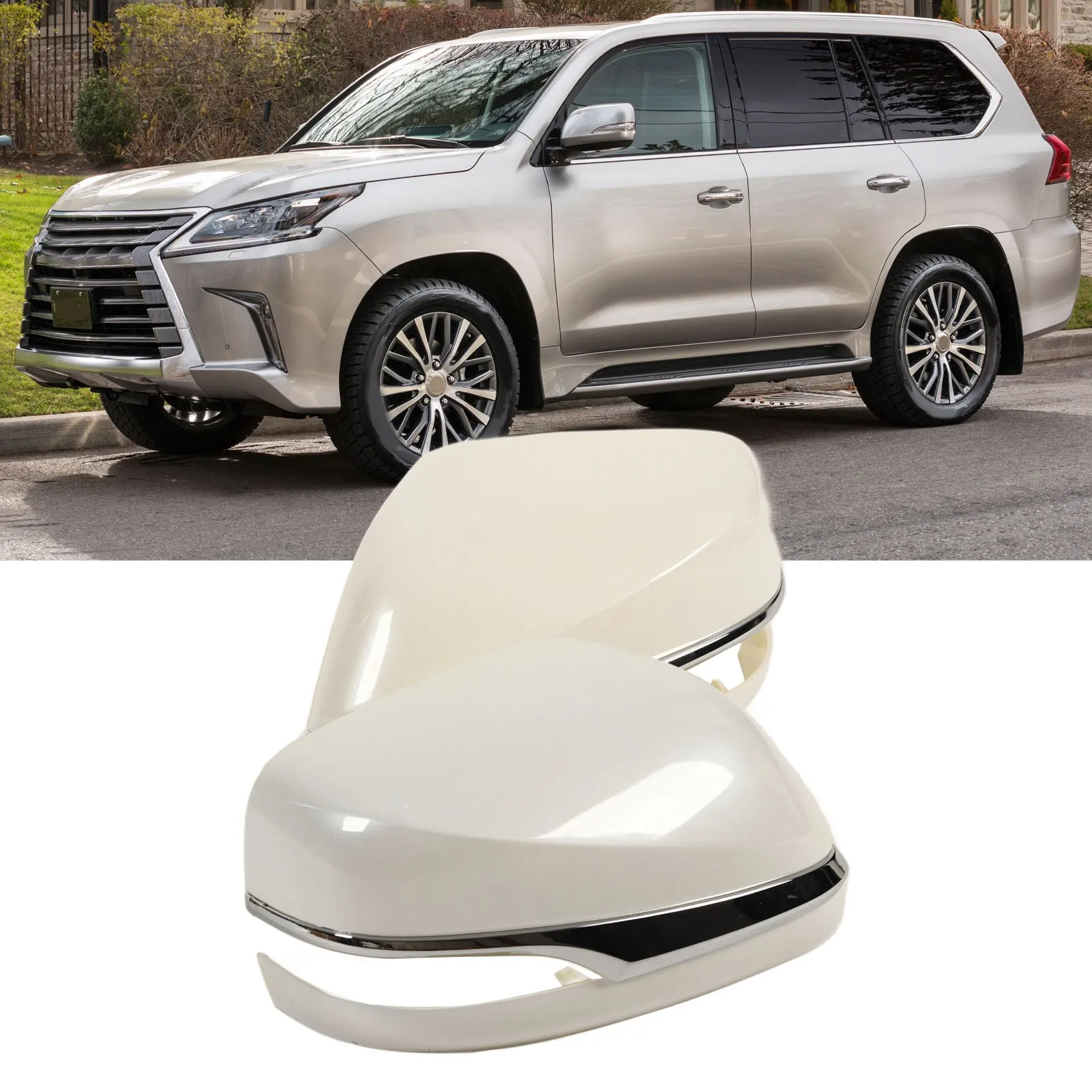 

1 Pair Mirror Cover Anti-Scratch Mirror Cap Black Abs Mirror Shell For Lexus Lx570 2016-2018 Car Exterior Trim