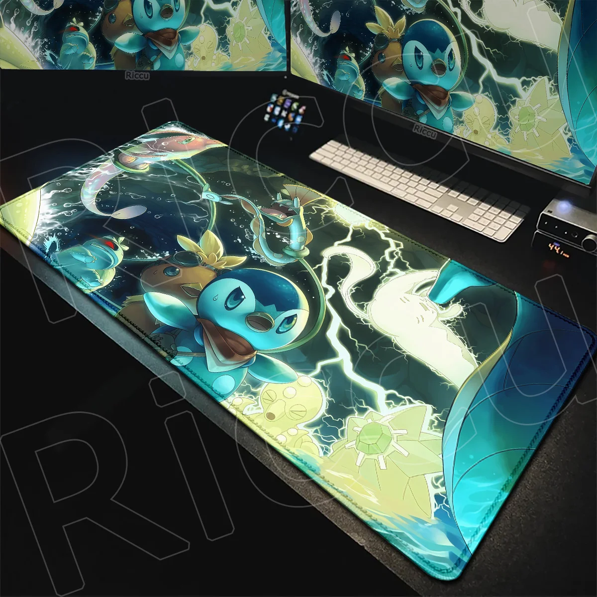 Antypoślizgowa gumowa podkładka pod klawiaturę laptopa dla graczy e-sportowych P-Pokemon Piplup Duża podkładka pod mysz do biura Anime Dywanik na biurko 900x400mm — zdjęcie produktu 2