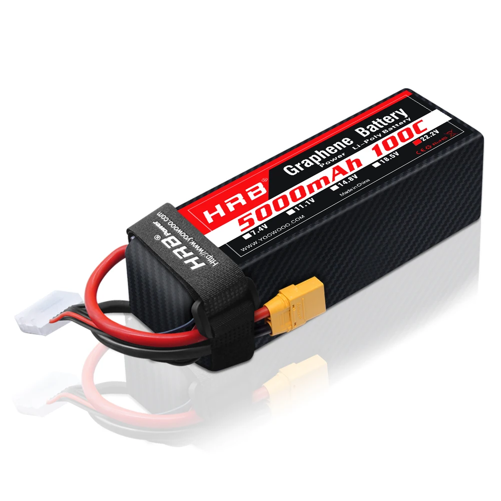 2PCS HRB 6S Lipo 22.2V 3300mah 4000mah 5000mah Graphene Drone Battery 100C with EC5 XT90 plug for Goblin SAB helicopter Car Boat