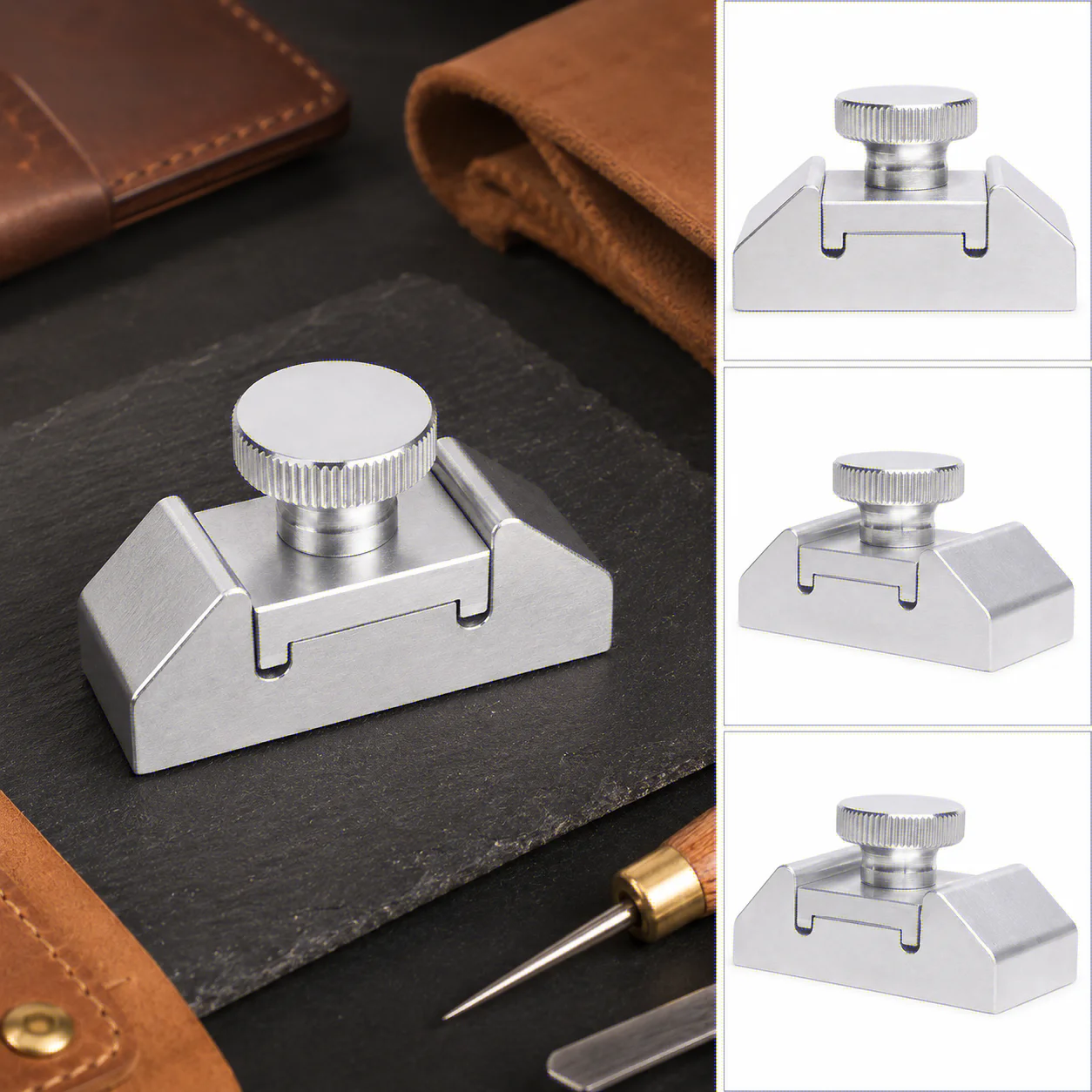 Leather Edge Sanding Holder, Beech Wood Sandpaper Clamp, Handmade DIY Leather Edge Trimming, Burnishing & Polishing Tool