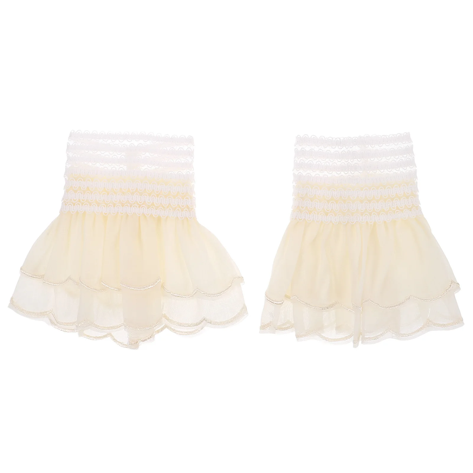 

1 Pair Women'S Embroidered Lace Detachable Cuffs Pleated Fabric False Sleeves For Cosplay Costume Travel Daily Wear Accessory