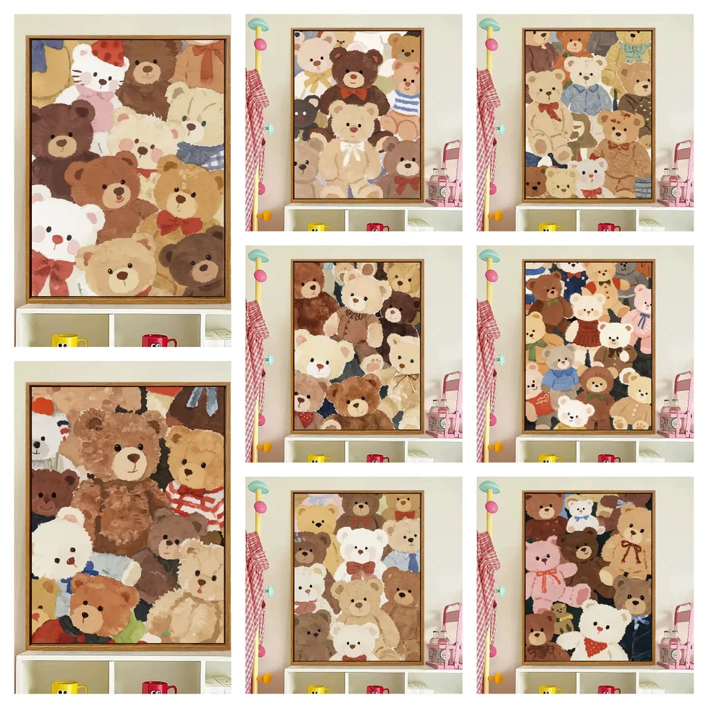 Cute Cartoon Bear Painting By Numbers for Adults DIY Kits HandPainted on Canvas Oil Picture Drawing Coloring By Number