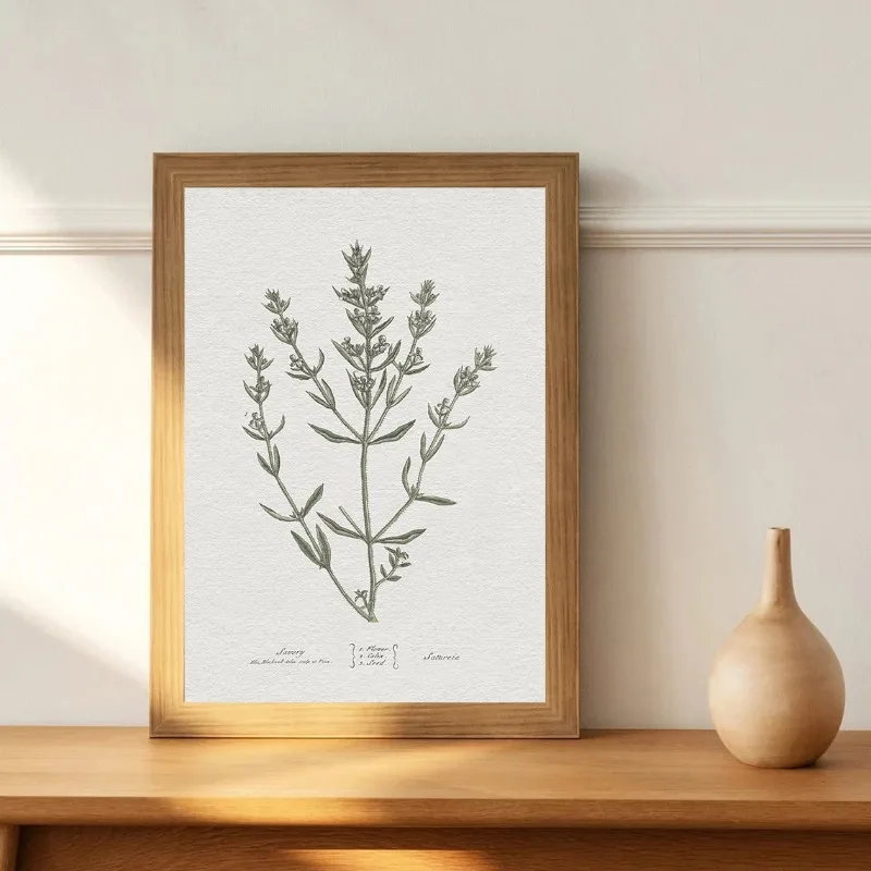 VIntage Minimalism Botanical Herb Posters and Prints Canvas Painting Wall Art Sage Green Picture for Living Room Home Decoration