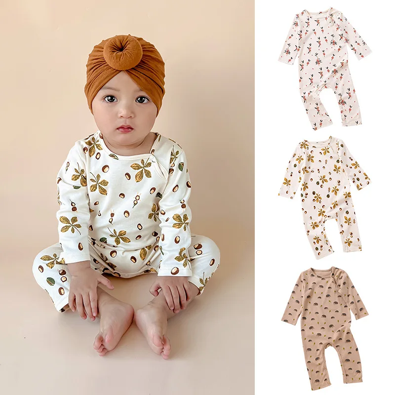 

Spring Autumn New Baby Girl Bodysuit Round Collar Horn Button Turtle Print Long Sleeve Newborn Girls Romper Infant Girl Jumpsuit