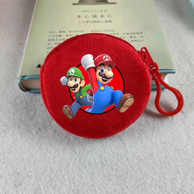 Super Marios Plush Coin Purse Keychains Kids Anime Mini Wallet Boys Girls School Travel Money Bag Fashion Key Ring Pouch Gift