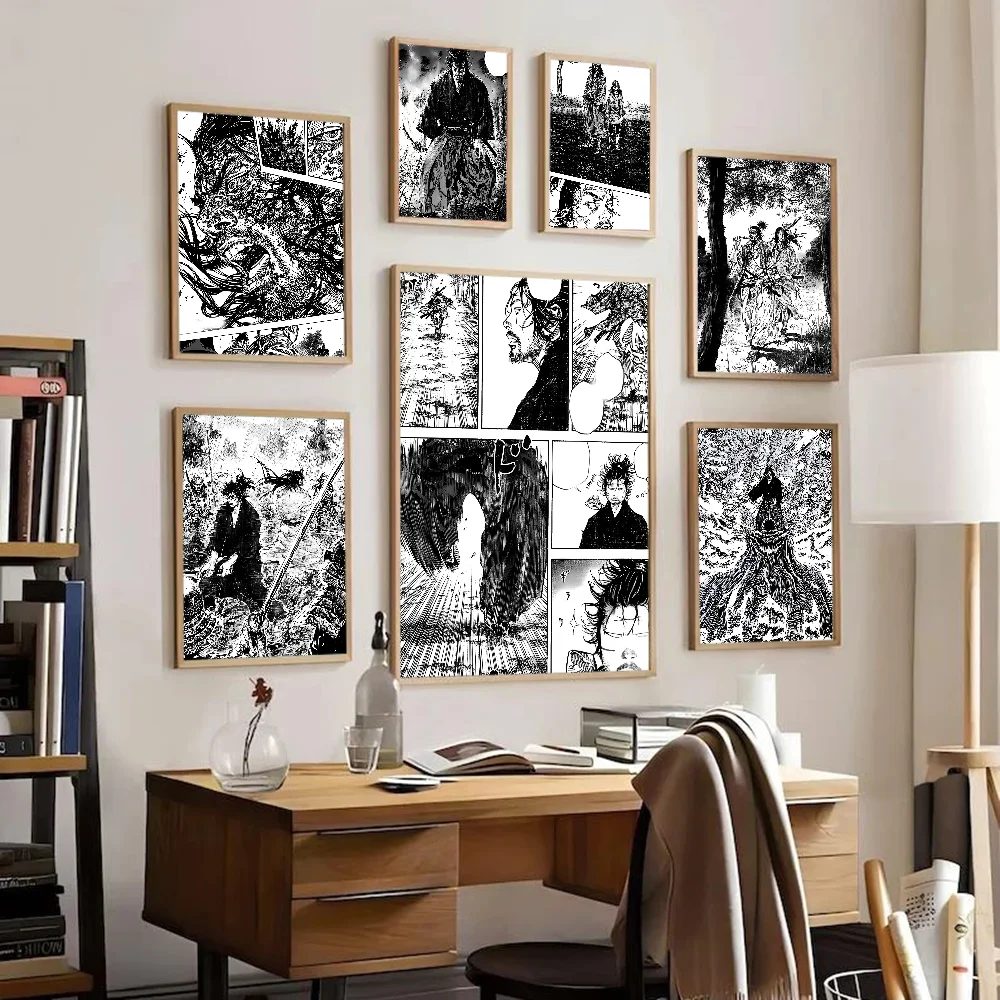 

Vagabond Manga Self-adhesive Art Poster Decoracion Painting Wall Art White Kraft Paper Home Decor