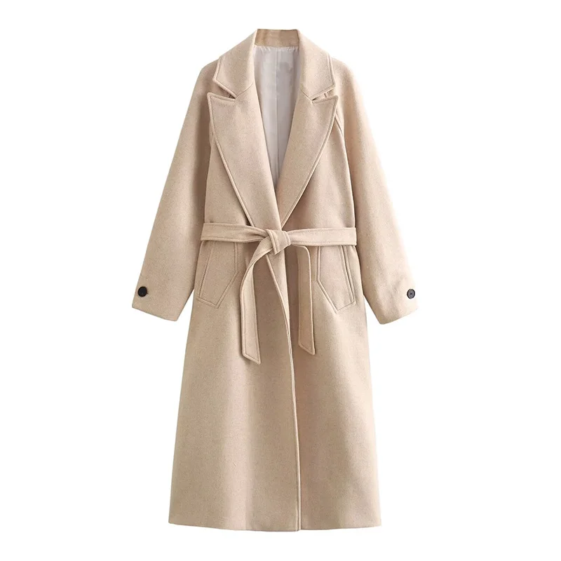 2024 Hotsale Damesjack Winterjas Lange Windjack Riem Elegante Antumn Koreaanse Dijbeen Tweed Trench Bovenkleding Kwaliteit Tops