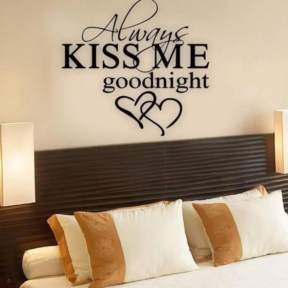 DIY Bedroom Quotes Decals Morden Wall Sticker Art Decor Always Kiss Me Goodnight Wall Stickers Bedroom Removable Decals NEW